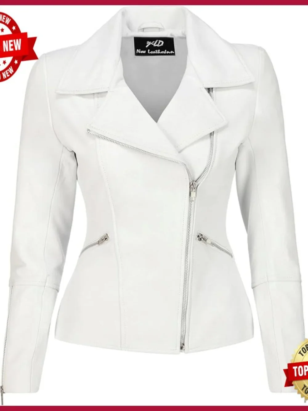 Asymmetrical Zip-Up Lambskin Leather Motorcycle Jacket Women's Biker Style